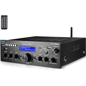 Pyle Wireless Bluetooth Power Amplifier System 200W Dual Channel Sound Audio Stereo Receiver w/USB, SD, AUX, MIC IN w/Echo, Radio, LCD For Home Theater Entertainment via RCA, Studio Use PDA6BU Pyle Wireless Bluetooth Power Amplifier System 200W Dual Channel Sound Audio Stereo Receiver w/USB, SD, AUX, MIC IN w/Echo, Radio, LCD For Home Theater Entertainment via RCA, Studio Use PDA6BU