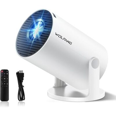 WOLFANG Projektor, Uppgraderad Mini Projektor 2026, WiFi 6 & Bluetooth 5.4, 180° Roterbar, Kompatibel med iOS/Android/TV Stick WOLFANG Projektor, Uppgraderad Mini Projektor 2026, WiFi 6 & Bluetooth 5.4, 180° Roterbar, Kompatibel med iOS/Android/TV Stick