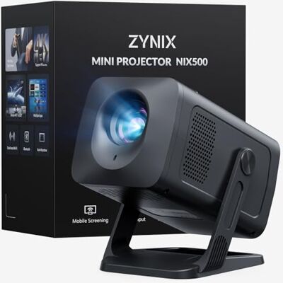 Zynix Smart Miniprojektor med Android 14, stöder 4K och 1080P, WiFi-projektor med WiFi 6 och Bluetooth 5.4, Auto Keystone och 270° rotation för hemmabio, spel och utomhus, NIX500 Zynix Smart Miniprojektor med Android 14, stöder 4K och 1080P, WiFi-projektor med WiFi 6 och Bluetooth 5.4, Auto Keystone och 270° rotation för hemmabio, spel och utomhus, NIX500