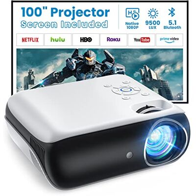 T TOPVISION Projektorer, miniprojektor 4K Bluetooth 5.1 bärbar hemmabio multimedia projektor 10 000 lux med 100 tum skärm, kompatibel med HDMI USB AV, smartphones, laptops, TV-stick, PS5 T TOPVISION Projektorer, miniprojektor 4K Bluetooth 5.1 bärbar hemmabio multimedia projektor 10 000 lux med 100 tum skärm, kompatibel med HDMI USB AV, smartphones, laptops, TV-stick, PS5