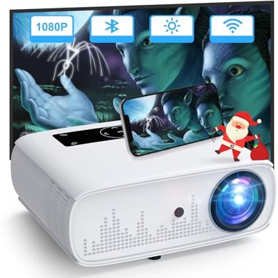 HOPVISION Videoprojektor, inbyggd 1080P projektor, 15 000 lumen, Full HD, hemmabio, 4K videoprojektor, projektor med Bluetooth WLAN kompatibel med TV-stick, HDMI, USB, iOS/Android HOPVISION Videoprojektor, inbyggd 1080P projektor, 15 000 lumen, Full HD, hemmabio, 4K videoprojektor, projektor med Bluetooth WLAN kompatibel med TV-stick, HDMI, USB, iOS/Android