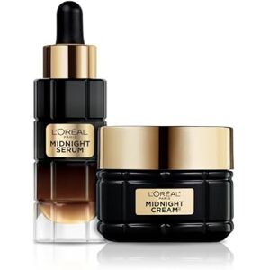 L'Oreal Paris L'Oréal Paris Anti-Age-rutin, med Midnight Ansiktsserum och Midnight Cream, ljus och föryngrad hud, berikad med antioxidantkomplex, ålder perfekt L'Oreal Paris L'Oréal Paris Anti-Age-rutin, med Midnight Ansiktsserum och Midnight Cream, ljus och föryngrad hud, berikad med antioxidantkomplex, ålder perfekt