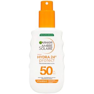 Garnier Hydra 24H Solskyddsspray, för alla hudtyper, UV-skydd och fuktskydd för 24H, anti-aging, med SPF 50+ och vitamin E, Ambre Solaire, 150 ml Garnier Hydra 24H Solskyddsspray, för alla hudtyper, UV-skydd och fuktskydd för 24H, anti-aging, med SPF 50+ och vitamin E, Ambre Solaire, 150 ml