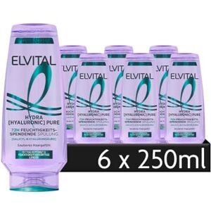 L'Oreal Paris L'Oréal Paris Elvital fuktgivande balsam för fet hårbotten och fuktkrävande längder, med salicylsyra och hyaluronsyra, Hydra Hyaluronic Pure, 6 x 250 ml L'Oreal Paris L'Oréal Paris Elvital fuktgivande balsam för fet hårbotten och fuktkrävande längder, med salicylsyra och hyaluronsyra, Hydra Hyaluronic Pure, 6 x 250 ml