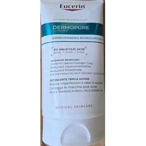 Eucerin DermoPure Clinical Triple Action Ansiktsrengöring 150 ml, anti-fläckar, fläckar och glans ansiktsskummedel med 2% Salicylsyra för fet och akne-benägen hud Eucerin DermoPure Clinical Triple Action Ansiktsrengöring 150 ml, anti-fläckar, fläckar och glans ansiktsskummedel med 2% Salicylsyra för fet och akne-benägen hud
