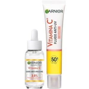 Garnier SkinActive-kit med fläck- och upplysande serum med C-vitamin och daglig anti-UV-vätska, fläckbeständig, glöd effekt med SPF 50+, enhetlig och strålande hud, 30 ml + 40 ml Garnier SkinActive-kit med fläck- och upplysande serum med C-vitamin och daglig anti-UV-vätska, fläckbeständig, glöd effekt med SPF 50+, enhetlig och strålande hud, 30 ml + 40 ml