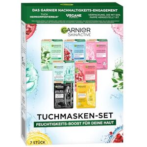 Garnier tygmasker set för alla hudtyper, 7 ansiktsmasker för torr till normal hud, vegansk formel med hyaluronsyra, Hydra Bomb och Nutri Bomb maskset, 7 x 28 g Garnier tygmasker set för alla hudtyper, 7 ansiktsmasker för torr till normal hud, vegansk formel med hyaluronsyra, Hydra Bomb och Nutri Bomb maskset, 7 x 28 g