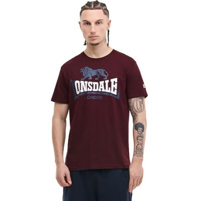 Lonsdale T-shirt för män, normal passform, lejon två toner, oxblood/marin/vit, 4XL Lonsdale T-shirt för män, normal passform, lejon två toner, oxblood/marin/vit, 4XL