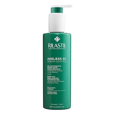 Rilastil Ageless SC Sebum Control, Rengöringsgel för ansiktet med Alfa Bioma Complex och Sebonormaliserande salcylsyra, 250 ml Rilastil Ageless SC Sebum Control, Rengöringsgel för ansiktet med Alfa Bioma Complex och Sebonormaliserande salcylsyra, 250 ml