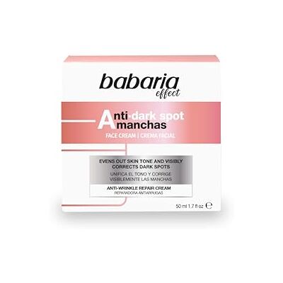 Babaria Crema Intensiva Antimanchas, Doble Efecto Antiarrugas y Reparadora, con Rosa Mosqueta y Silanol, Uso de Noche, Todo Tipo de Piel, Unisex, Vegano 50 ml Babaria Crema Intensiva Antimanchas, Doble Efecto Antiarrugas y Reparadora, con Rosa Mosqueta y Silanol, Uso de Noche, Todo Tipo de Piel, Unisex, Vegano 50 ml