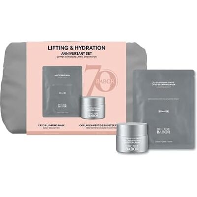 BABOR DOCTOR Lifting & Hydration 2-delat jubileumsset Cream med kollagenpeptider, Cryo Plumping-mask, hyaluronsyra, begränsad upplaga, kosmetikväska ingår BABOR DOCTOR Lifting & Hydration 2-delat jubileumsset Cream med kollagenpeptider, Cryo Plumping-mask, hyaluronsyra, begränsad upplaga, kosmetikväska ingår