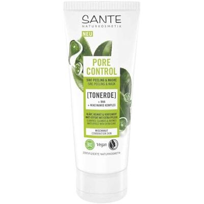 Sante Naturkosmetik Pore Control 5-i-1 peeling & mask, med matt ekologiskt grönt te, BHA & niacinamid komplex, vegansk ansiktsvård för blandhud, porförfinande rengöring, 100 ml Sante Naturkosmetik Pore Control 5-i-1 peeling & mask, med matt ekologiskt grönt te, BHA & niacinamid komplex, vegansk ansiktsvård för blandhud, porförfinande rengöring, 100 ml