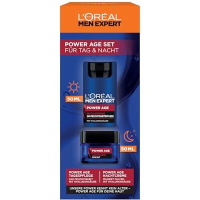 L'Oréal Men Expert L'Oréal Män Expert vårdset mot rynkor för män, presentset med anti-aging dagkräm och nattkräm mot matt hud, presenter till män med hyaluronsyra, Power Age, 2 x 50 ml L'Oréal Men Expert L'Oréal Män Expert vårdset mot rynkor för män, presentset med anti-aging dagkräm och nattkräm mot matt hud, presenter till män med hyaluronsyra, Power Age, 2 x 50 ml