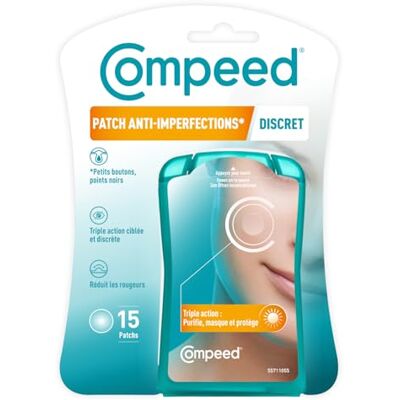 Compeed Diskreta fläckar mot fläckar och hydrokolloidlappar Perfekt för diskret användning dagtid för riktad ofullkomlighet 15 lappar 1,5 x 1,5 cm pormaskar och små knappar Compeed Diskreta fläckar mot fläckar och hydrokolloidlappar Perfekt för diskret användning dagtid för riktad ofullkomlighet 15 lappar 1,5 x 1,5 cm pormaskar och små knappar