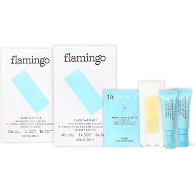 Flamingo ansiktsvax-set – vaxset för kvinnor med 40 vaxremsor för ansiktet, 2 hudlugnande serum och 12 vårdhanddukar för efteråt för kvinnor, kroppsvaxremsor, hårborttagningsvax Flamingo ansiktsvax-set – vaxset för kvinnor med 40 vaxremsor för ansiktet, 2 hudlugnande serum och 12 vårdhanddukar för efteråt för kvinnor, kroppsvaxremsor, hårborttagningsvax