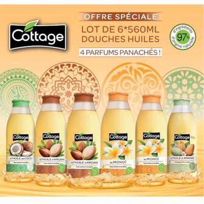 Cottage Specialerbjudande brokiga paket med 6 duschar extra närande olja 560 ml 97% ingredienser av naturligt ursprung tillverkad i Frankrike Cottage Specialerbjudande brokiga paket med 6 duschar extra närande olja 560 ml 97% ingredienser av naturligt ursprung tillverkad i Frankrike