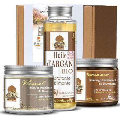 Maroc Argan Marocko skönhetssats, arganolja/tvål svart/Rhassoul Clay, 250 g Maroc Argan Marocko skönhetssats, arganolja/tvål svart/Rhassoul Clay, 250 g