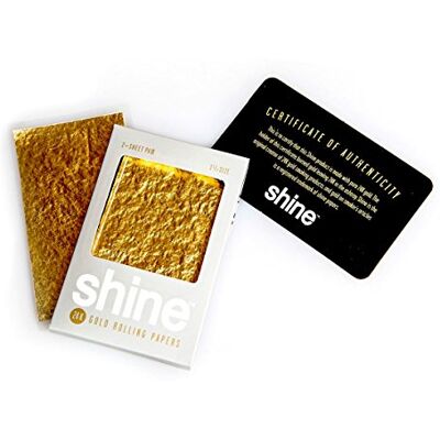 Shine 24K Gold Rolling Papers – normal storlek 2-pack – 2 x Gold Blunt Paper – högkvalitativa plattor i tvåpack Shine 24K Gold Rolling Papers – normal storlek 2-pack – 2 x Gold Blunt Paper – högkvalitativa plattor i tvåpack