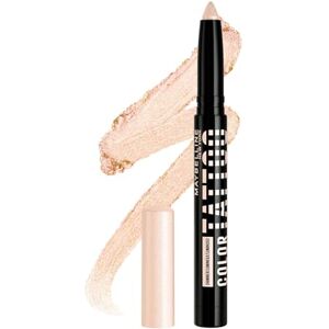 MAYBELLINE New York ögonskuggspenna, allt-i-ett eyeliner, primer och ögonskuggspenna, långvarig och krämig färg, färg tatuering ögonstix, I Am Shining