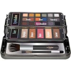 bonvoyage Hello Beautiful, Professionellt Sminkset med Spegel, Innehåller Ögonskuggor, Bronzer, Rouge, Highlighter och Borstar, Portabelt Sminkkit med Lättblandade Formler