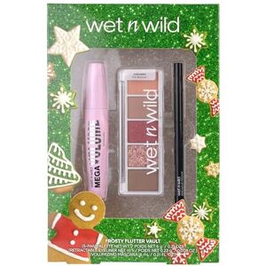 Wet n Wild Frosty Flutter Vault Set, Ögon Make-Up Present Set Med Svart Infällbar Eyeliner, Volymgivande Svart Mascara och Ögonskuggspalett i 5 Nyanser