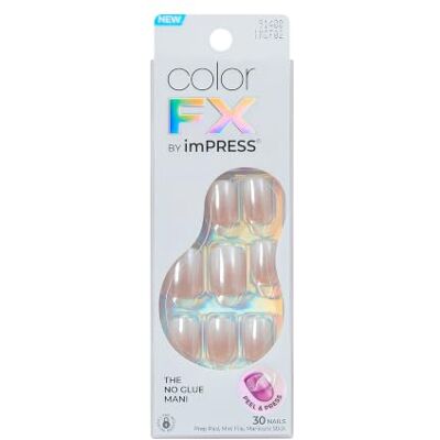 Kiss colorFX av imPRESS Press On Nails Connection, No Glue Needed, Rose-White, Squoval Short Kiss colorFX av imPRESS Press On Nails Connection, No Glue Needed, Rose-White, Squoval Short