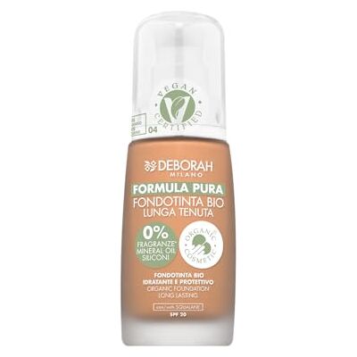 DEBORAH Ren formel organisk lång tätning, N.04 bärnsten, extrem täckning och komfort med anti-föroreningsfilter, SPF20–30 ml DEBORAH Ren formel organisk lång tätning, N.04 bärnsten, extrem täckning och komfort med anti-föroreningsfilter, SPF20–30 ml
