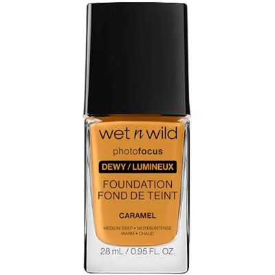 Wet n Wild Photo Focus Foundation Dewy, Flytande Foundation med Ultralätt och Långvarig Formula, Byggbar Täckning från Medium till Full för Alla Hudtyper, i Nyansen Caramel Wet n Wild Photo Focus Foundation Dewy, Flytande Foundation med Ultralätt och Långvarig Formula, Byggbar Täckning från Medium till Full för Alla Hudtyper, i Nyansen Caramel