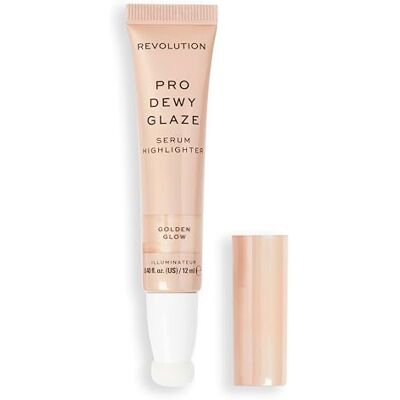 Revolution Beauty London Revolution Pro, Dewy Glaze Serum Highlighter, lätt och blendable, belysningsformel, gyllene glöd, 12 ml Revolution Beauty London Revolution Pro, Dewy Glaze Serum Highlighter, lätt och blendable, belysningsformel, gyllene glöd, 12 ml
