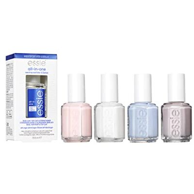 essie Nagellack presentset kvinnor "favoritfärger" för färgintensiva naglar, nagellack utan en söm + saltvatten happy + vit + balettofflor + bas/topplack all-one, 5 x 13,5 ml essie Nagellack presentset kvinnor "favoritfärger" för färgintensiva naglar, nagellack utan en söm + saltvatten happy + vit + balettofflor + bas/topplack all-one, 5 x 13,5 ml