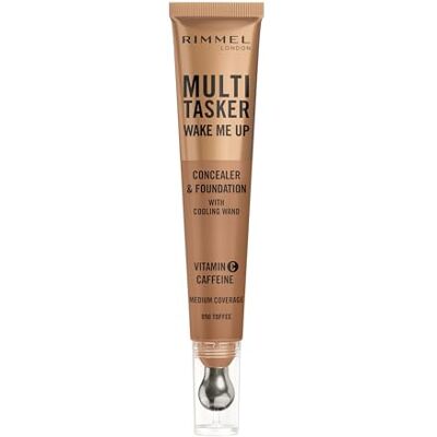 Rimmel London Rimmel Multi-Tasker Wake Me Up 90 Toffee concealer och 2-i-1 foundation, naturlig glans, vegansk formula, 20 ml Rimmel London Rimmel Multi-Tasker Wake Me Up 90 Toffee concealer och 2-i-1 foundation, naturlig glans, vegansk formula, 20 ml