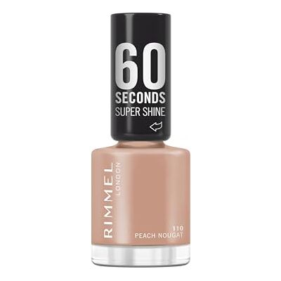Rimmel London Rimmel 60 sekunder Super Shine Nagellack, 110 Peach Nougat, snabbtorkande nagellack, ljus färg, långvarig, 8 ml Rimmel London Rimmel 60 sekunder Super Shine Nagellack, 110 Peach Nougat, snabbtorkande nagellack, ljus färg, långvarig, 8 ml
