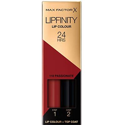 Max Factor Lipfinity 2-stegs Long Lasting Lipstick – 110 Passionate, 2.3 ml + 1.9 g Max Factor Lipfinity 2-stegs Long Lasting Lipstick – 110 Passionate, 2.3 ml + 1.9 g