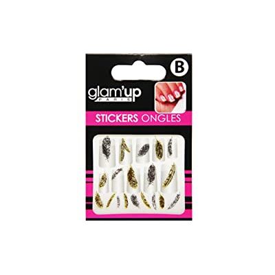 GLAM UP Glam'Up Paris klistermärken för nagelkonst nagelkonstklistermärken för nageldekoration nagelkonst design manikyr lätt att använda nr 30-203 guld och silver fjädrar GLAM UP Glam'Up Paris klistermärken för nagelkonst nagelkonstklistermärken för nageldekoration nagelkonst design manikyr lätt att använda nr 30-203 guld och silver fjädrar