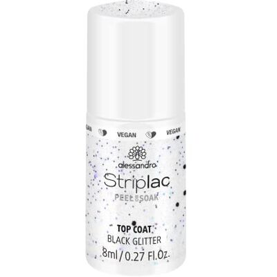 alessandro Striplac Top Coat Black Glitter – UV-topplack för lysande glans, snabbtorkande och skyddande – vegansk och grymhetsfri – 8 ml alessandro Striplac Top Coat Black Glitter – UV-topplack för lysande glans, snabbtorkande och skyddande – vegansk och grymhetsfri – 8 ml