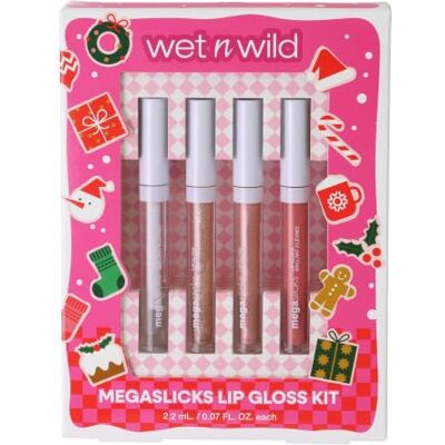Wet n Wild , Läppglans Kit MegaSlicks, 4 Nyanser 4 Högglansiga Läppglansnyanser, Len Glansig Finish, Resevänligt Kit, Julklapp Wet n Wild , Läppglans Kit MegaSlicks, 4 Nyanser 4 Högglansiga Läppglansnyanser, Len Glansig Finish, Resevänligt Kit, Julklapp