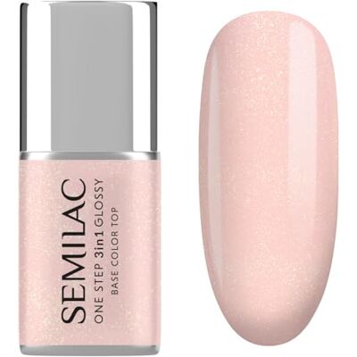 Semilac UV-nagellack 3-i-1 ett steg glansig S258 naken glitter persika 7 ml Semilac UV-nagellack 3-i-1 ett steg glansig S258 naken glitter persika 7 ml