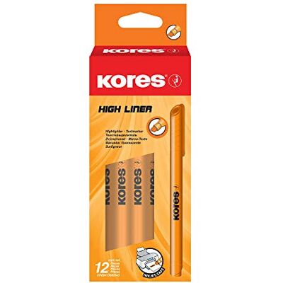 Kores High Liner fina highlighter-pennor, mejseltips, orange (låda med 12) Kores High Liner fina highlighter-pennor, mejseltips, orange (låda med 12)