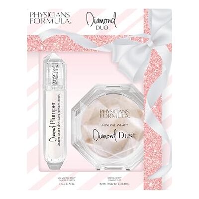 Physicians Formula Mineral Wear Diamond Duo Set, Makeup Set med Genomskinligt Puder och Lip-Plumper, Närande Formula med Upplysande Mineraler och Vitamin E för ett Skinande Smink Physicians Formula Mineral Wear Diamond Duo Set, Makeup Set med Genomskinligt Puder och Lip-Plumper, Närande Formula med Upplysande Mineraler och Vitamin E för ett Skinande Smink