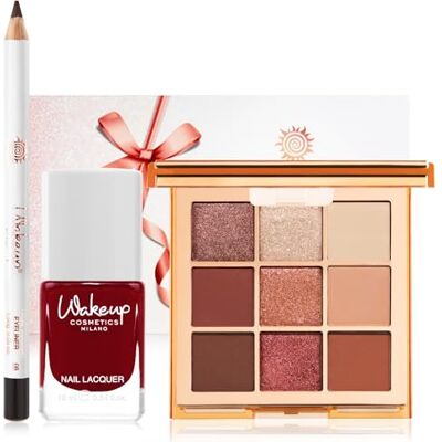 WAKE UP COSMETIC MILANO Wakeup Cosmetics – SPICY LOOK – 1 ögonskuggspalett med 9 nyanser (02 SPICY) + 1 färgintensiv ögonpenna (Black Diamond 8) + 1 långvarigt nagellack (Coquette) WAKE UP COSMETIC MILANO Wakeup Cosmetics – SPICY LOOK – 1 ögonskuggspalett med 9 nyanser (02 SPICY) + 1 färgintensiv ögonpenna (Black Diamond 8) + 1 långvarigt nagellack (Coquette)
