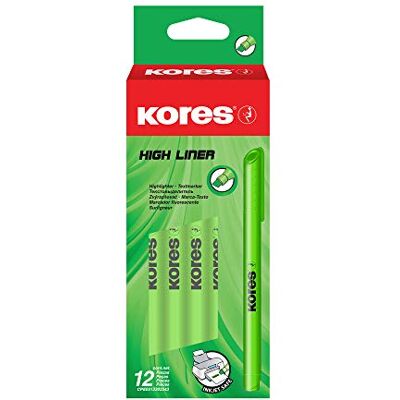Kores High Liner fina highlighter-pennor, mejseltips, grön (låda med 12) Kores High Liner fina highlighter-pennor, mejseltips, grön (låda med 12)