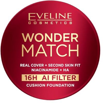 EVELINE COSMETICS Wonder Match Cushion Foundation – kompakt smink för full täckning & Second-Skin-Glow – 16H långvarig finish med niacinamid – vegan EVELINE COSMETICS Wonder Match Cushion Foundation – kompakt smink för full täckning & Second-Skin-Glow – 16H långvarig finish med niacinamid – vegan