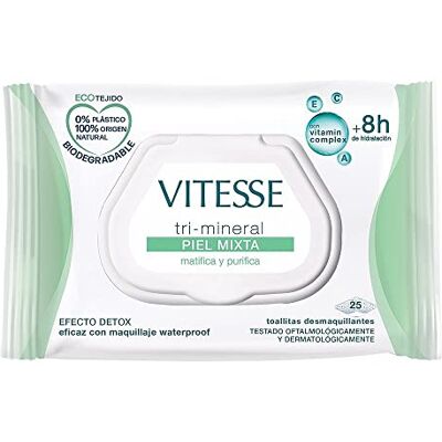 Vitesse Tri-mineral Piel Mixta Toallitas sminkborttagare 25 U unisex Vitesse Tri-mineral Piel Mixta Toallitas sminkborttagare 25 U unisex
