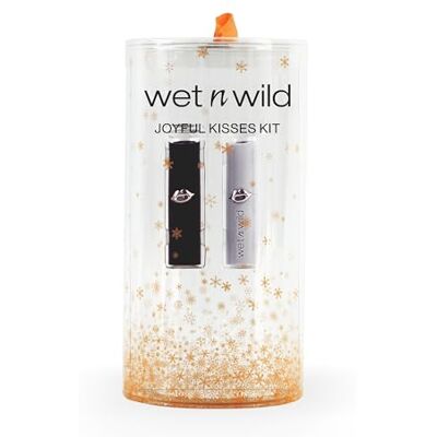 Wet n Wild Joyful Kisses Kit, Lipstick Gift Set featuring Matte Lipstick and Shiny Lipstick, Nourishing Formula, Infused with Vitamin E and Microspheres, Long-Lasting and Buildable Wet n Wild Joyful Kisses Kit, Lipstick Gift Set featuring Matte Lipstick and Shiny Lipstick, Nourishing Formula, Infused with Vitamin E and Microspheres, Long-Lasting and Buildable