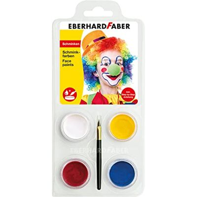 Eberhard Faber 579024 – barnsminkset clown, 4 sminkfärger med pensel och instruktioner Eberhard Faber 579024 – barnsminkset clown, 4 sminkfärger med pensel och instruktioner