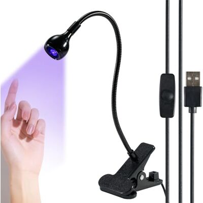 Vonsera UV-lampa för gelnaglar 3 W, UV-nagellampa, svanhals LED-nagellampa med 4 justerbara intensiteter för att härda nagellack, mini UV-lampa för naglar med säkerhetsklämma, svart Vonsera UV-lampa för gelnaglar 3 W, UV-nagellampa, svanhals LED-nagellampa med 4 justerbara intensiteter för att härda nagellack, mini UV-lampa för naglar med säkerhetsklämma, svart