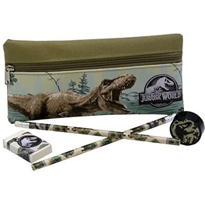 Jurassic World -Set med brevpapper med portatodo, fodral, pennvässare, suddgummi och pennor, Skolmaterial, Gåva, Multifärg, officiell produkt (CyP Brands) Jurassic World -Set med brevpapper med portatodo, fodral, pennvässare, suddgummi och pennor, Skolmaterial, Gåva, Multifärg, officiell produkt (CyP Brands)