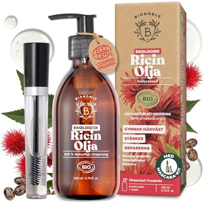 Bionoble Ekologisk Ricinolja - Vegansk och Djurvänlig - 200ml - För Hår, Ögonbryn, Ögonfransar Bionoble Ekologisk Ricinolja - Vegansk och Djurvänlig - 200ml - För Hår, Ögonbryn, Ögonfransar