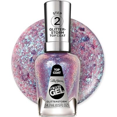 Sally Hansen SH Miracle Gel Top Coat nagellack Glitter Storm-ton 112 Färgskiftande effekt Hållbar och glänsande gelmanikyr utan lampa 15 ml Sally Hansen SH Miracle Gel Top Coat nagellack Glitter Storm-ton 112 Färgskiftande effekt Hållbar och glänsande gelmanikyr utan lampa 15 ml