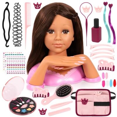 Bayer Design Charlene Magic Nails smink- och frisyrhuvud med händer och naglar, smink, håraccessoarer, klistermärken, 27 cm Bayer Design Charlene Magic Nails smink- och frisyrhuvud med händer och naglar, smink, håraccessoarer, klistermärken, 27 cm